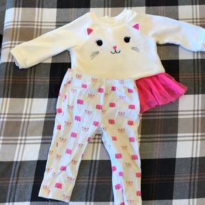 6-9mo kitty tutu sweater dress and kitty leggings